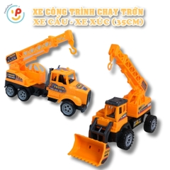 Xe Công Trình Chạy Trớn 35cm Xe Cẩu Xe Xúc Đẩy Nhẹ Cho Bé 3 Tuổi PeeKaPaw Toys