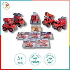 Bộ lắp ráp Robot biến hình xe cứu hoả 5 chiếc 0783-366 Xe thang, vòi phun, cẩu, xúc PeeKaPaw Toys