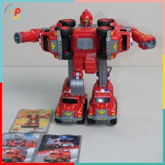Bộ lắp ráp Robot biến hình xe cứu hoả 5 chiếc 0783-366 Xe thang, vòi phun, cẩu, xúc PeeKaPaw Toys