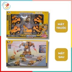 Bộ lắp ráp Robot biến hình xe công trình 5 chiếc 0783-365 Xe xúc, cẩu, bồn trộn, khoan, chở cát PeeKaPaw Toys