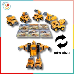 Bộ lắp ráp Robot biến hình xe công trình 5 chiếc 0783-365 Xe xúc, cẩu, bồn trộn, khoan, chở cát PeeKaPaw Toys