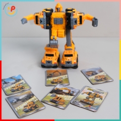 Bộ lắp ráp Robot biến hình xe công trình 5 chiếc 0783-365 Xe xúc, cẩu, bồn trộn, khoan, chở cát PeeKaPaw Toys