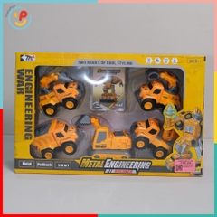 Bộ lắp ráp Robot biến hình xe công trình 5 chiếc 0783-365 Xe xúc, cẩu, bồn trộn, khoan, chở cát PeeKaPaw Toys
