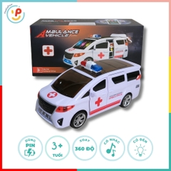 Xe cứu thương chạy pin mở cửa xoay 360° có nhạc đèn còi 4545 PeeKaPaw Toys
