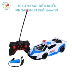 Xe cảnh sát điều khiển từ xa pin sạc phun khói 666-159 PeeKaPaw Toys