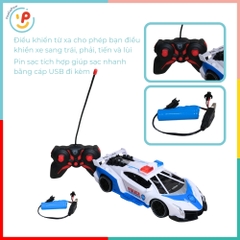 Xe cảnh sát điều khiển từ xa pin sạc phun khói 666-159 PeeKaPaw Toys