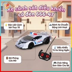 Xe cảnh sát điều khiển từ xa có đèn LED 666-47 PeeKaPaw Toys