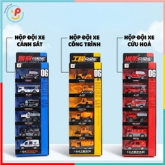 Hộp 6 xe cảnh sát xe cứu hỏa xe công trình 6671 PeeKaPaw Toys