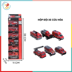 Hộp 6 xe cảnh sát xe cứu hỏa xe công trình 6671 PeeKaPaw Toys