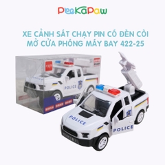 Xe cảnh sát phóng máy bay mở cửa có đèn còi chạy pin A422-25 PeeKaPaw Toys