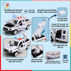 Xe cảnh sát phóng máy bay mở cửa có đèn còi chạy pin A422-25 PeeKaPaw Toys