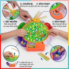 Hồ câu cá 45 con cá 5 người chơi tự xoay có nhạc 9259 PeeKaPaw Toys