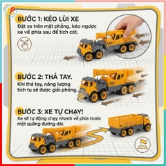 Túi 2 xe cứu hỏa xe công trình chạy đà trớn cho bé tập sửa chữa 666-223 PeeKaPaw Toys
