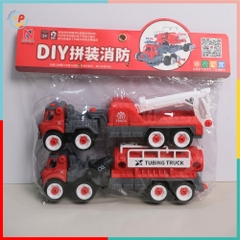 Túi 2 xe cứu hỏa xe công trình chạy đà trớn cho bé tập sửa chữa 666-223 PeeKaPaw Toys