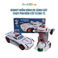 Xe cảnh sát chạy pin biến hình robot có đèn nhạc YJ388-71 PeeKaPaw Toys