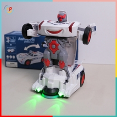 Xe cảnh sát chạy pin biến hình robot có đèn nhạc YJ388-71 PeeKaPaw Toys