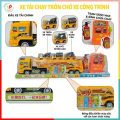 Xe Tải Chở Xe Cứu Hỏa Xe Công Trình Có Trạm Xăng 50588 PeeKaPaw Toys