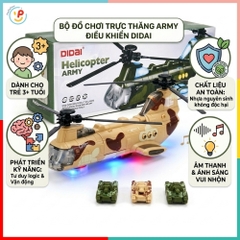 Máy Bay Trực Thăng Quân Đội Thả Xe Tăng Có Đèn Nhạc LD177A PeeKaPaw Toys
