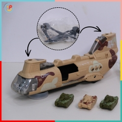 Máy Bay Trực Thăng Quân Đội Thả Xe Tăng Có Đèn Nhạc LD177A PeeKaPaw Toys
