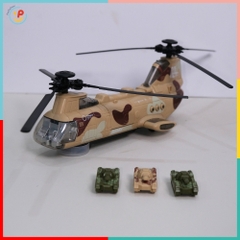 Máy Bay Trực Thăng Quân Đội Thả Xe Tăng Có Đèn Nhạc LD177A PeeKaPaw Toys