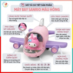 Máy Bay Đồ Chơi Melody Màu Hồng Tím Có Đèn Nhạc 9946 PeeKaPaw Toys