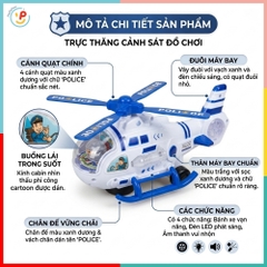 Máy Bay Trực Thăng Cảnh Sát Đồ Chơi Có Đèn Nhạc 777-82 PeeKaPaw Toys