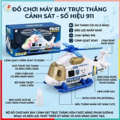 Máy Bay Trực Thăng Cảnh Sát Phun Khói 8842 Có Đèn Nhạc PeeKaPaw Toys