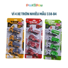 Vỉ 4 Xe Công Trình Xe Cứu Hỏa Xe Môi Trường Mini Chạy Trớn Cho Bé XY328-B4 PeeKaPaw Toys