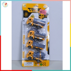 Vỉ 4 Xe Công Trình Xe Cứu Hỏa Xe Môi Trường Mini Chạy Trớn Cho Bé XY328-B4 PeeKaPaw Toys