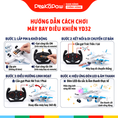 Máy Bay Airbus Điều Khiển Từ Xa Có Đèn Led Âm Thanh YD32 PeeKaPaw Toys