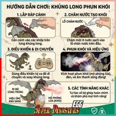 Khủng Long Điều Khiển Phun Khói Có Cánh Đèn Âm Thanh 8823Y PeeKaPaw Toys