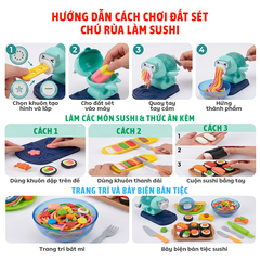 Đồ chơi nặn đất sét máy làm suhsi chú Rùa con 168-16 PeeKaPaw Toys