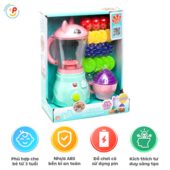 Đồ chơi Máy sinh tố Kitty dùng pin xoay được kèm trái cây SWEET HEART SH59006A