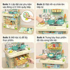Đồ chơi nhà bếp nấu ăn kệ bếp 69cm 21 chi tiết 669H-4 PeeKaPaw Toys