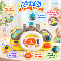 Đồ chơi vô lăng đa năng kết hợp lục lạc có đèn âm thanh cho bé 1-3 tuổi 6662 PeeKaPaw Toys