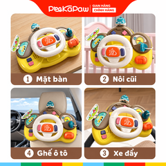 Đồ chơi vô lăng đa năng kết hợp lục lạc có đèn âm thanh cho bé 1-3 tuổi 6662 PeeKaPaw Toys