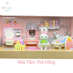 Đồ chơi Nhà Tắm mini Thỏ Hồng pastel đủ tiện nghi dễ thương cho bé 6620 đồ chơi trẻ em Peekaboo Toys