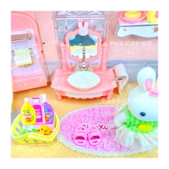 Đồ chơi Nhà Tắm mini Thỏ Hồng pastel đủ tiện nghi dễ thương cho bé 6620 đồ chơi trẻ em Peekaboo Toys