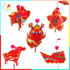 (Sẵn pin) Lồng đèn Trung Thu truyền thống 30cm giấy bóng kiếng CÓ NHẠC ĐÈN cho bé chơi lễ Peekaboo Toys