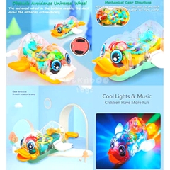 Đồ Chơi Vịt trong suốt Nhào Lộn 360 Độ Có Đèn Nhạc GEAR Duck 987A PeeKaPaw Toys