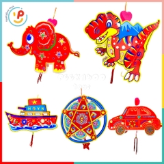 (Sẵn pin) Lồng đèn Trung Thu truyền thống 30cm giấy bóng kiếng CÓ NHẠC ĐÈN cho bé chơi lễ Peekaboo Toys