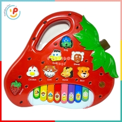 Đồ chơi Đàn Piano Hình Trái Dâu Đỏ có đèn và âm thanh tiếng kêu động vật dễ thương cho bé PeeKaPaw Toys