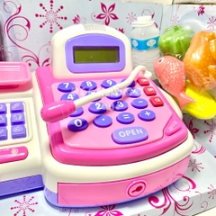Bộ đồ chơi bán hàng Máy Tính Siêu Thị Băng Chuyền 5901 CÓ ÂM THANH màu hồng đồ chơi trẻ em Peekaboo Toys