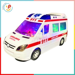 Xe Cấp Cứu Xe Cứu Thương 89-2689 Chạy Pin Có Đèn Led Nhiều Màu và Âm Thanh Peekapaw Toys