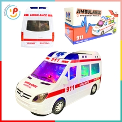 Xe Cấp Cứu Xe Cứu Thương 89-2689 Chạy Pin Có Đèn Led Nhiều Màu và Âm Thanh Peekapaw Toys