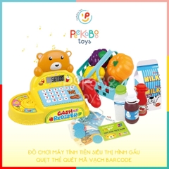 Đồ chơi siêu thị máy thu ngân Gấu Vàng 40cm 35561 dùng pin CÓ ÂM THANH CÓ ĐÈN peekabootoys