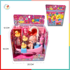 Đồ chơi búp bê bồn tắm PeeKaPaw có thể PHUN NƯỚC dùng pin kệ nhà tắm đồ chơi nhà tắm 1368