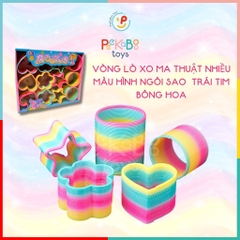 Hộp 12 vòng lò xo ma thuật nhiều màu hình ngôi sao trái tim bông hoa đồ chơi trẻ em Peekapaw Toys