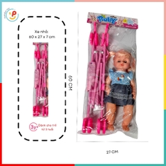 Búp bê có xe đẩy gấp lại được cho bé tập đi đồ chơi trẻ em Peekaboo Toys