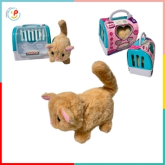 Đồ chơi vali thú cưng lồng mèo bông chó bông biết đi kêu vẫy đuôi kèm phụ kiện PeeKaPaw Toys